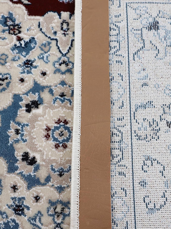 carpetfine Orientteppich Nain Diane Rot 75x200 cm Läufer | Tradtioneller Teppich für Schlaf- und Woh