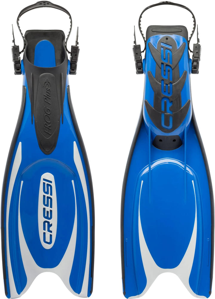 Cressi Frog Plus Tauchflossen Erwachsene S/M - 39/42 Blau/Silber, S/M - 39/42 Blau/Silber