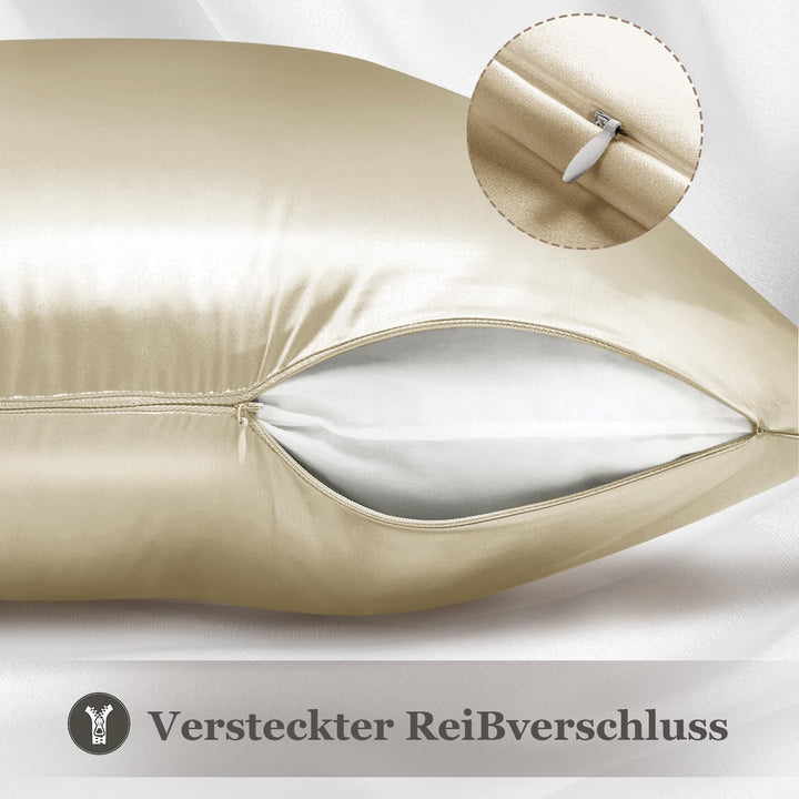 Adubor Seidenkissenbezug 40x80cm für Haar und Haut, mit verstecktem Reissverschluss, beide Seiten, 2