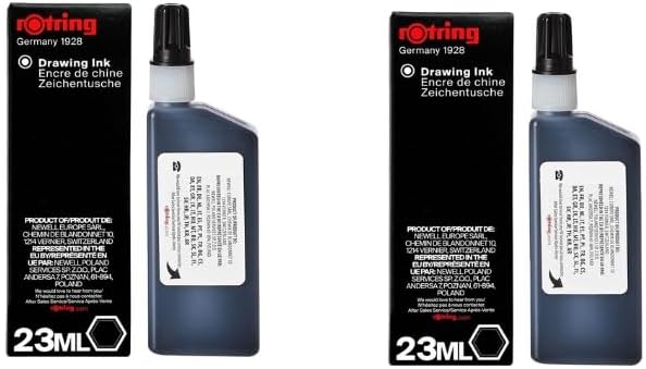 rOtring Isograph Flüssigtinte in Flaschen | Schwarz | 23 ml Füllfederhaltertinte | 2 Stück