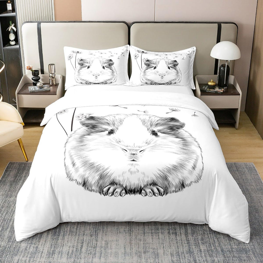 100% Baumwolle Meerschweinchen Bettbezug Löwenzahn Bettwäsche Set 135x200 Ckunstoon Meerschweinchen