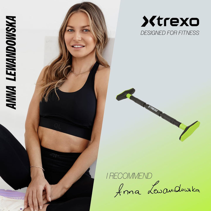 TREXO Klimmzugstange, verstellbare Länge 70–96 cm, grau Aus Stahl Max. Belastung bis 150 kg für Klim