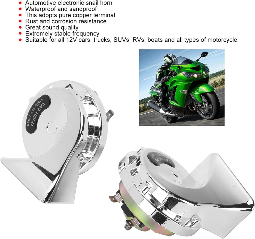 2Stück Hupe Autohupe Laut 115dB Horn Signalhorn Universal Lautes Horn Silber Hupe Autohupe Auto-Luft
