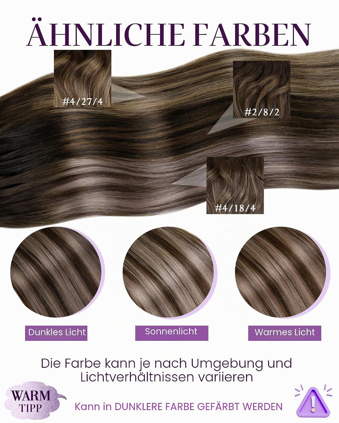 LaaVoo Bondings Echthaar Extensions Balayage 40cm Braun mit Asch Blond und Braun U Tips Haarverlänge