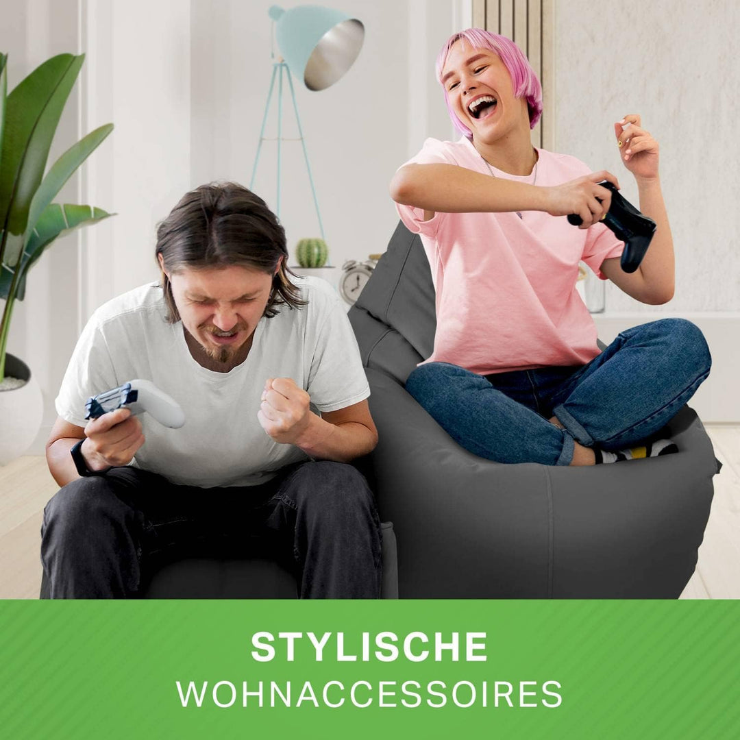 Green Bean 2er Set Sitzsack + Hocker - fertig befüllt - robust waschbar schmutzabweisend - Kinder &