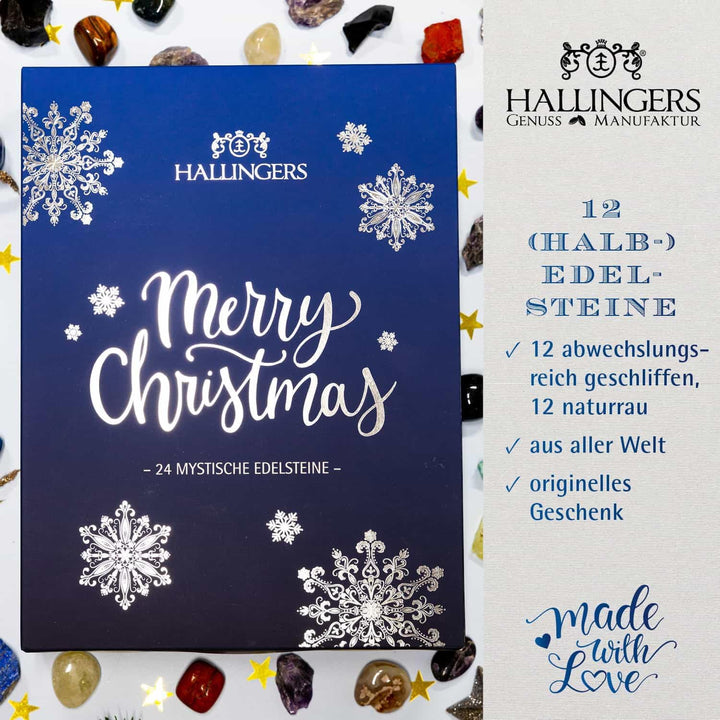 Hallingers Mondschein - Luxus Edelsteine Adventskalender, abwechslungsreich geschliffen & naturrau h