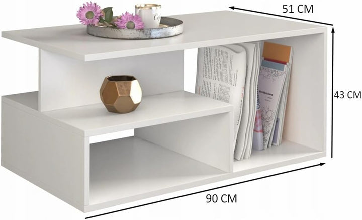 VBChome Kaffeetisch 90 x 51 x 43 cm Weiss Couchtisch Wohnzimmertisch Teetisch Beistelltisch Sofatisc