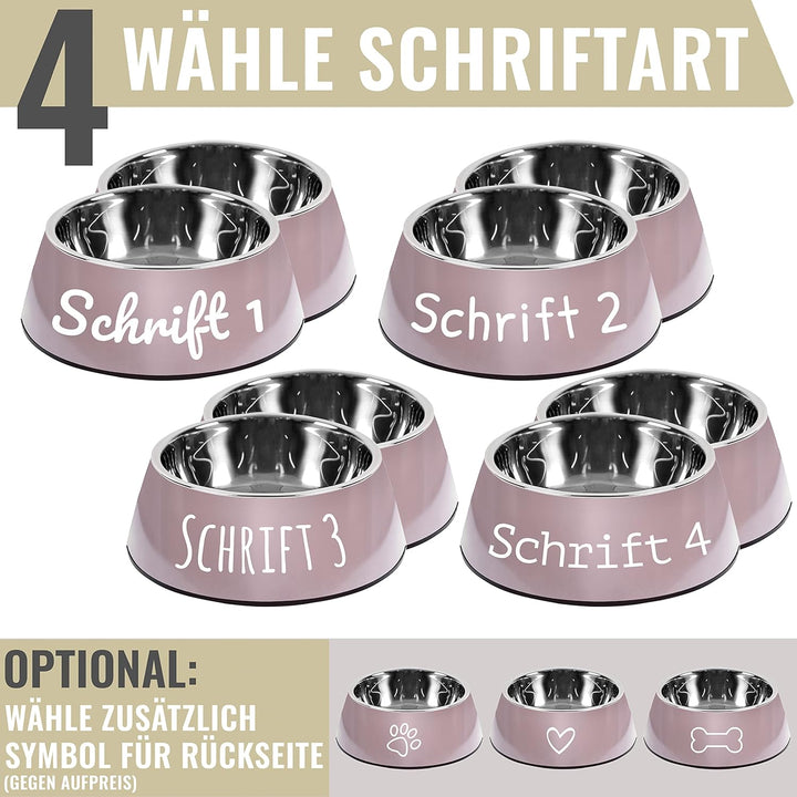 ne&no® Futternapf 2er Set für Hunde und Katzen (L - PERSONALISIERT, Malve) L - PERSONALISIERT MALVE,