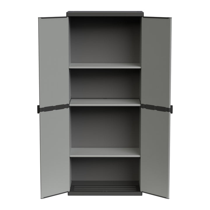 Kreher Hoher Kunststoffschrank mit spritzwassergeschützter Deckel- & Bodenplatte sowie 3 Einlegeböde