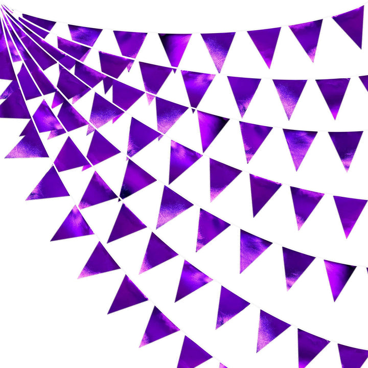 32Fuss Lange Violette Stoff-Dreiecksbanner-Flagge Doppelseitig Metallisch Holografische Wimpelkette