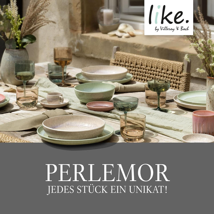 like. by Villeroy & Boch - Perlemor Sand Geschirr Set aus Porzellan, 6tlg., Pottery Look, Frühstücks