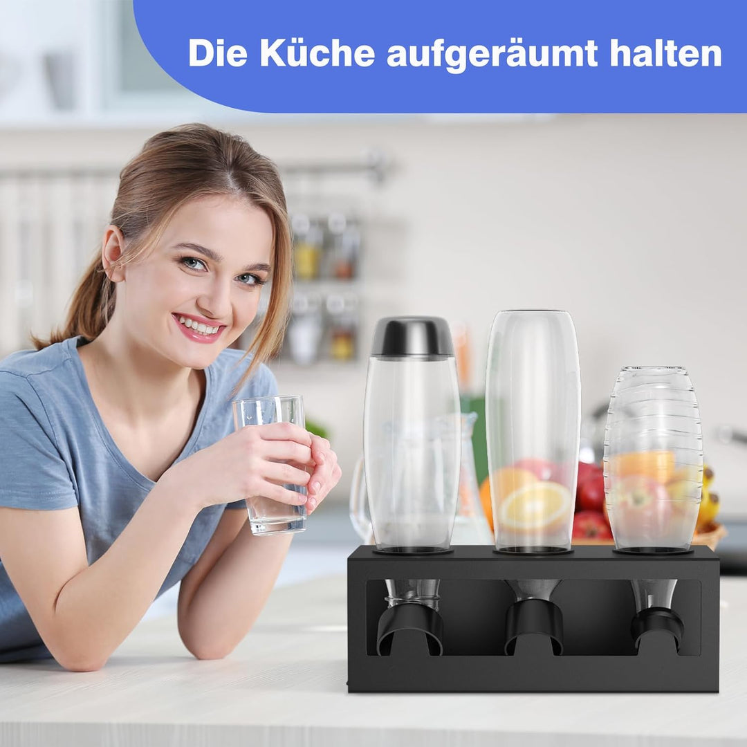 HOMMAND Flaschenhalter für SodaStream Crystal und Emil Flaschen, Edelstahl Flaschenhalter Abtropfges