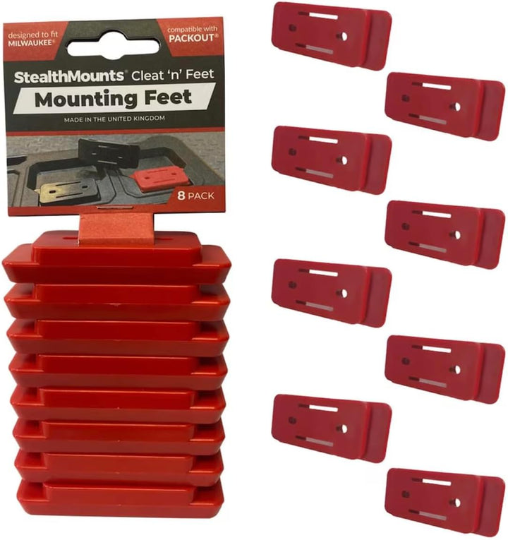 StealthMounts Montagefüsse für Milwaukee Packout System (Rot) | Robuste Befestigung für Werkzeugkoff