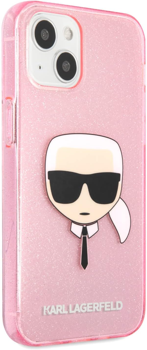 KARL LAGERFELD KLHCP13XKHTUGLP Hülle für iPhone 13 Pro Max 6,7" rosa Glitter Karl`s Head