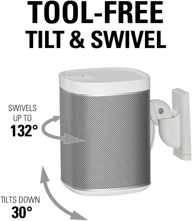 SANUS Wandhalterung (verstellbar, für Sonos Play: 1 und Play: 3 Lautsprecher – Weiss (2 Stück) Weiss