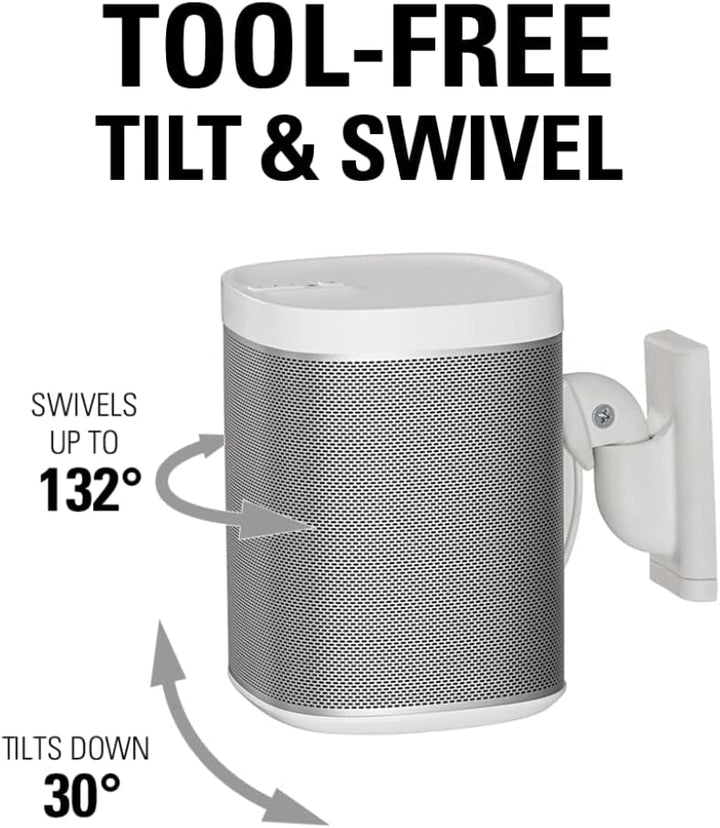 SANUS Wandhalterung (verstellbar, für Sonos Play: 1 und Play: 3 Lautsprecher – Weiss (2 Stück) Weiss