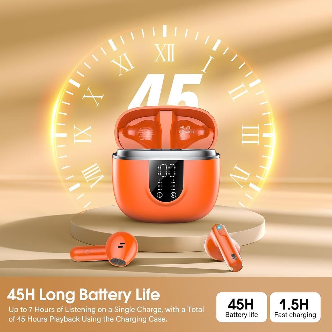 Jesebang Halb-Im-Ohr Kopfhörer Kabellos Bluetooth 5.4, Dunkelorange | Klarer Anrufton, sicherer Sitz