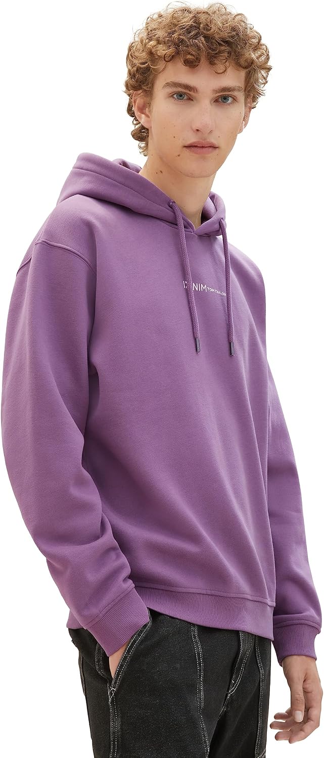 TOM TAILOR Denim Herren Hoodie Sweatshirt mit Logo-Print S 32248 - Dusty Grape, S 32248 - Dusty Grap