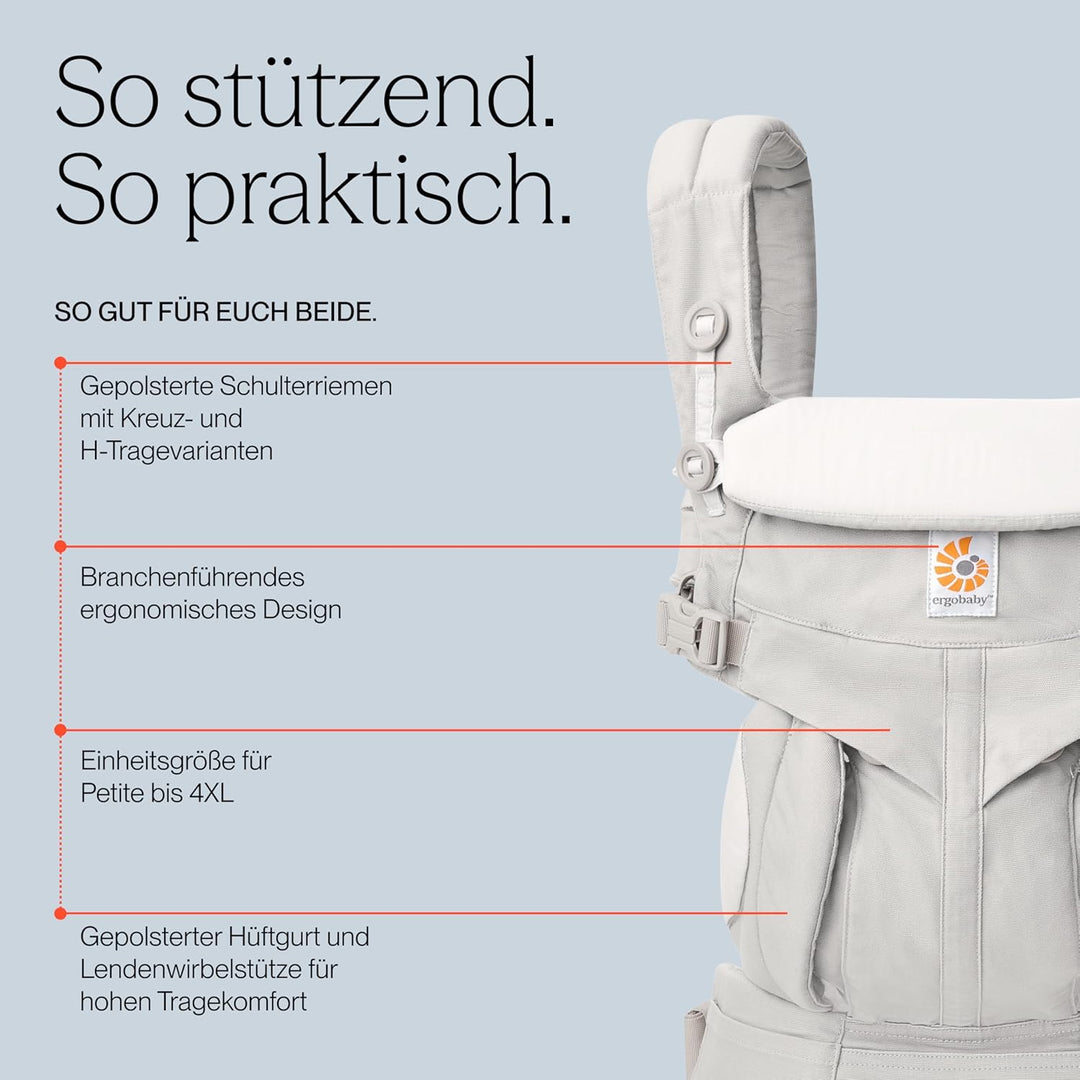 Ergobaby Omni 360 4-Positionen Babytrage für Neugeborene ab Geburt bis 20kg, 4-in-1 Kindertrage Trag