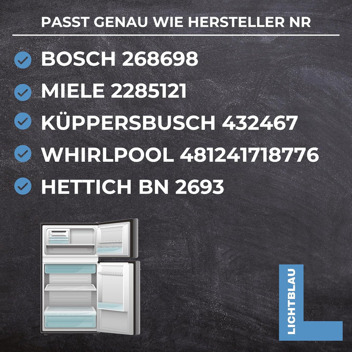 Lichtblau 2x Türscharnier für Kühlschrank Front Montage I passend für Bosch und Siemens 00268698, Mi
