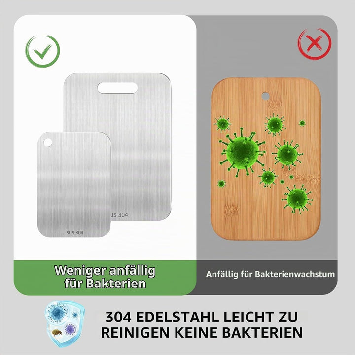 2 Stück Titan Schneidebrett, 304 Schneidebrett Edelstahl Titanium Cutting Board Doppelseitiges Leben
