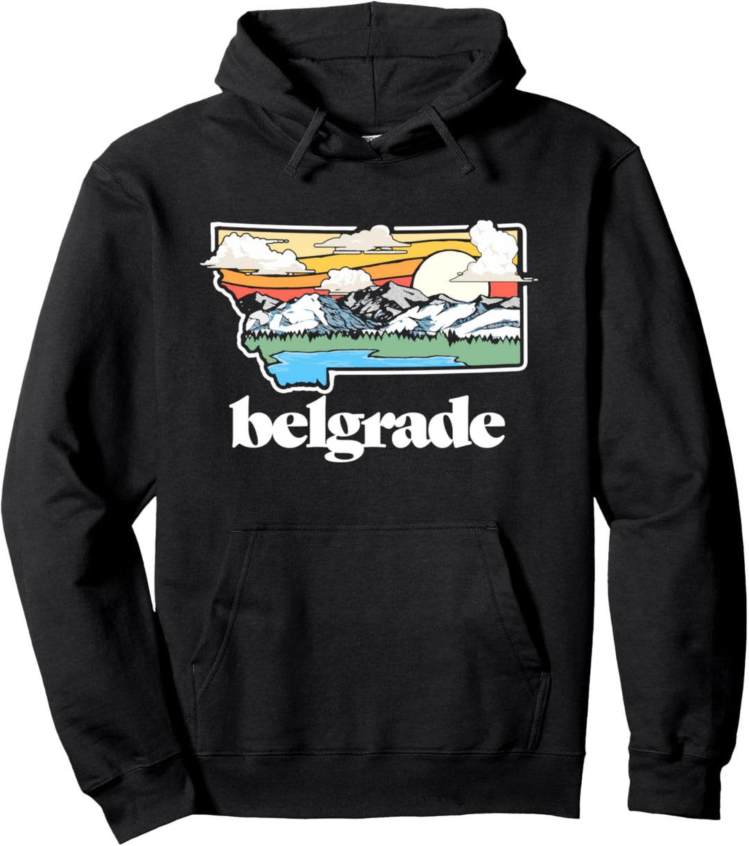 Vintage Belgrade Montana Outdoors Retro Mountains & Nature Pullover Hoodie