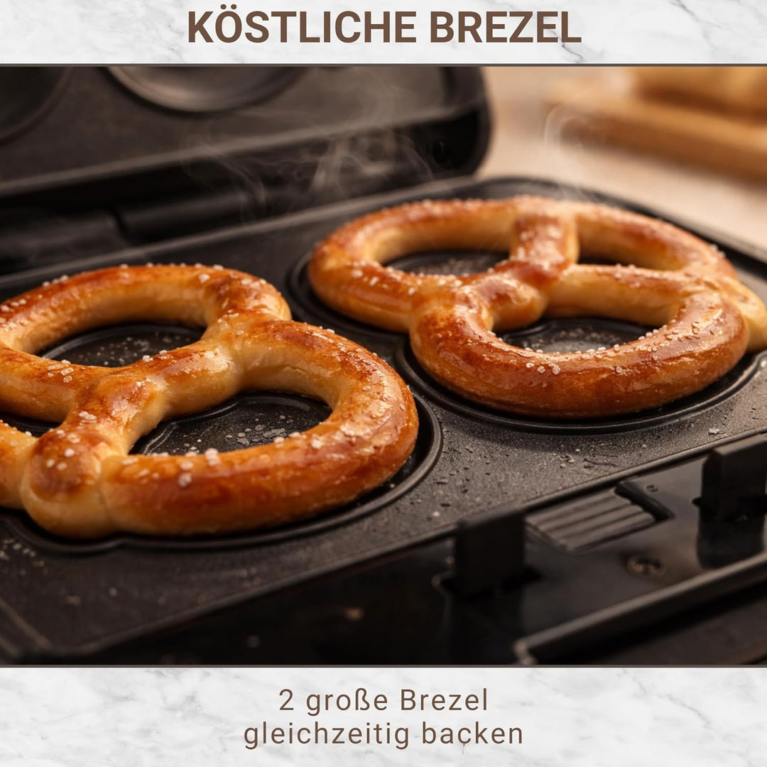 Syntrox Germany Maker Brezelbäcker - Brezel Maker für 2 Soft Brezeln mit austauschbaren Platten