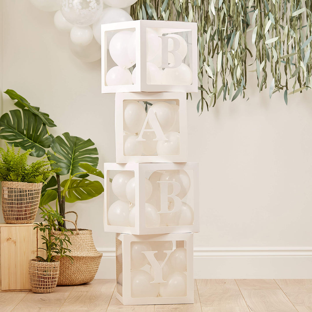Ginger Ray Botanical Baby Shower Pop-Up-Ballonblöcke mit Buchstaben, Weiss