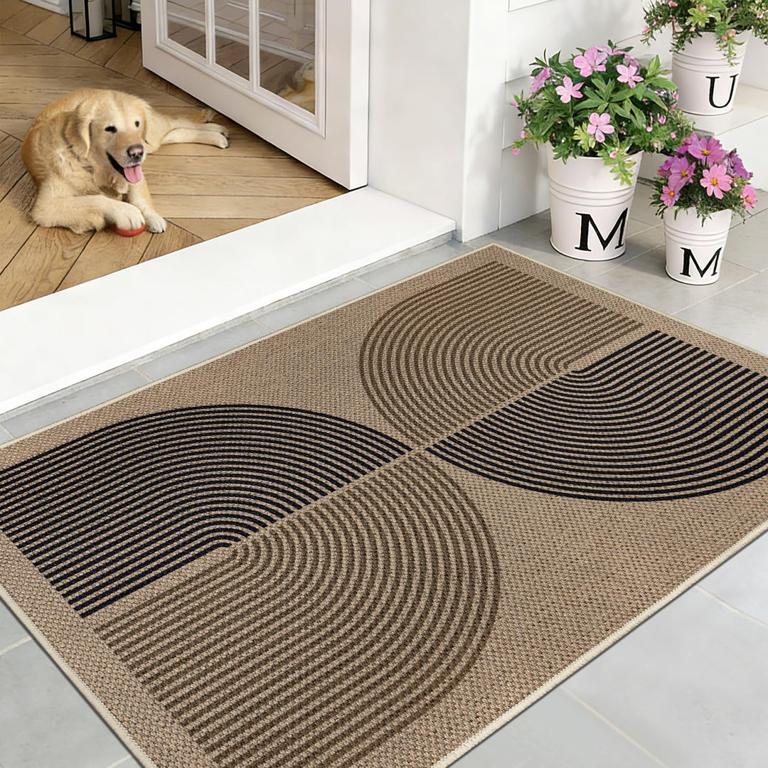 Capslpad Fussmatte aussen und Innen 80 x 120 cm, Jute Aussehen rutschfeste Schmutzfangmatte Dünne Tü