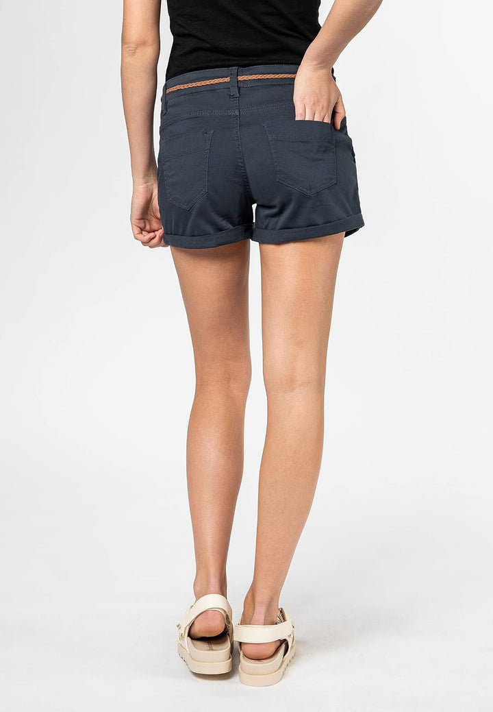 Sublevel Damen Kurze Hose Stretch-Shorts mit Flecht-Gürtel S Dark-blue, S Dark-blue