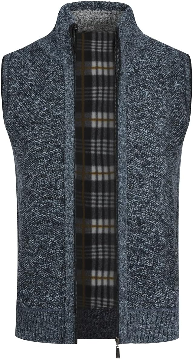 YOUTHUP Herren Weste Fleece Fütterung Winter Frühling Strickjacke Ärmellose Fleecejacke Stehkragen S