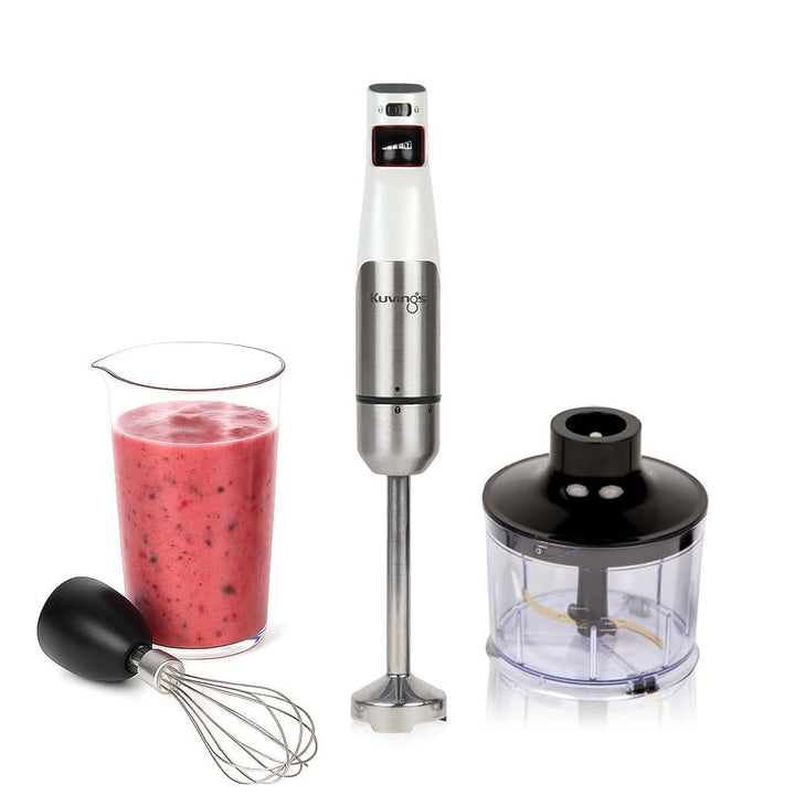 Kuvings 4-in-1 MIXPRO1000 Elektrischer Stabmixer aus Eco Edelstahl, 100W Pürierstab, Sicherheitshebe