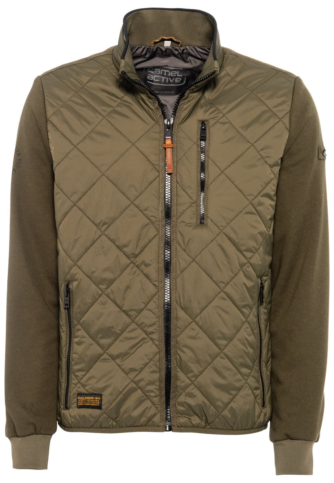 camel active Herren Steppblouson mit Jerseyärmeln 30 Olive Brown, 30 Olive Brown