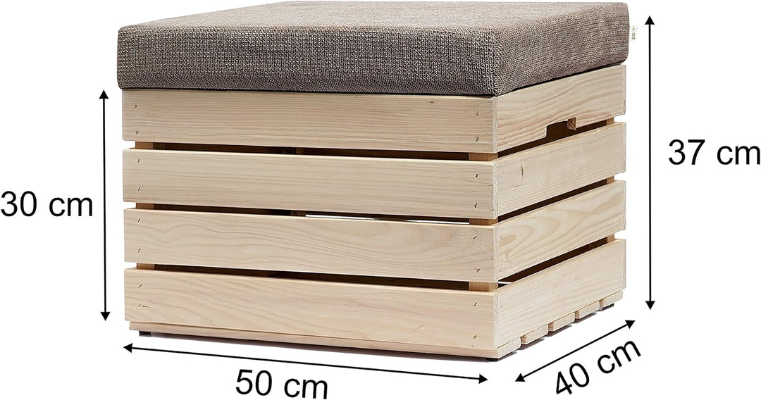 GrandBox Sitzhocker aus Holz 37x40x50 Polster, Sitztruhe Hocker mit Stauraum, Sitzbank, Sitzpouf, Si