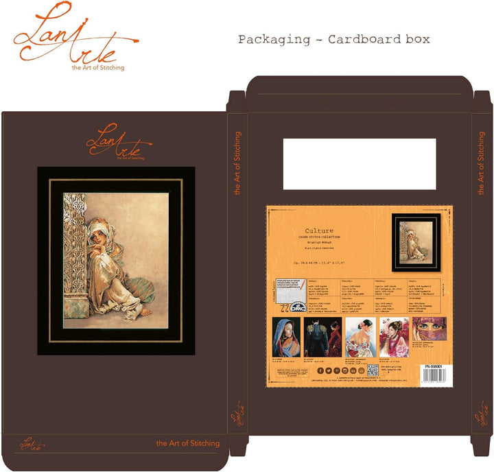 Lanarte Zählmusterpackung Arabische Frau Kreuzstichpackung, Baumwolle, Mehrfarbig, 34 x 44 x 0.3 cm,