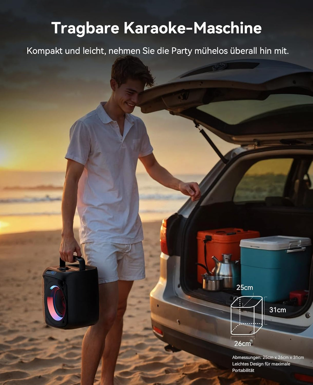 GKS60 Karaoke-Maschine Erwachsene, Bluetooth-Partylautsprecher, 2 Mikrofone