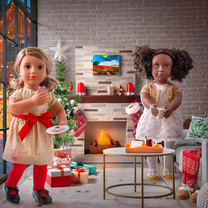 Our Generation Puppenzubehör – Puppenhaus Zubehör Weihnachten mit Weihnachtsbaum, Geschenke, Deko –