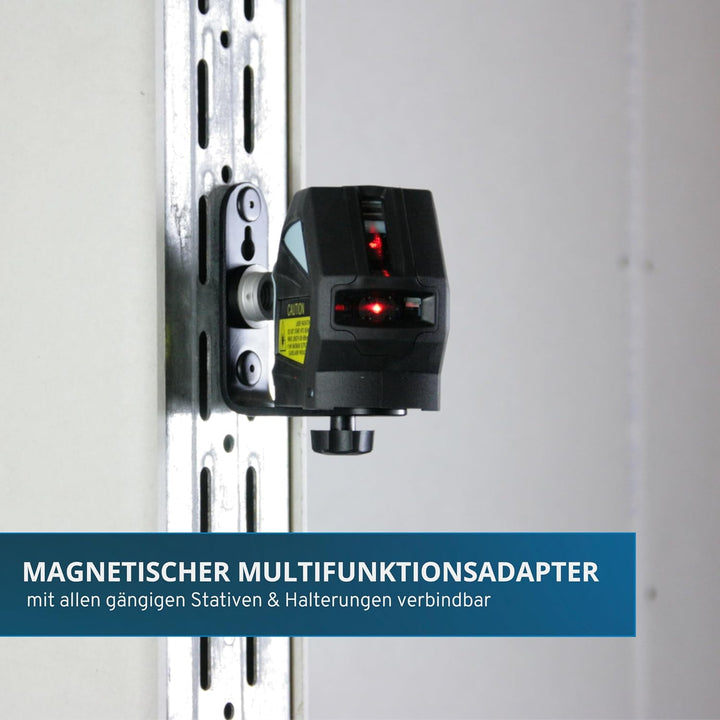 hedue® Linienlaser L1 - Roter Kreuzlinienlaser mit magnetischer Halterung (Multifunktions-Adapter),