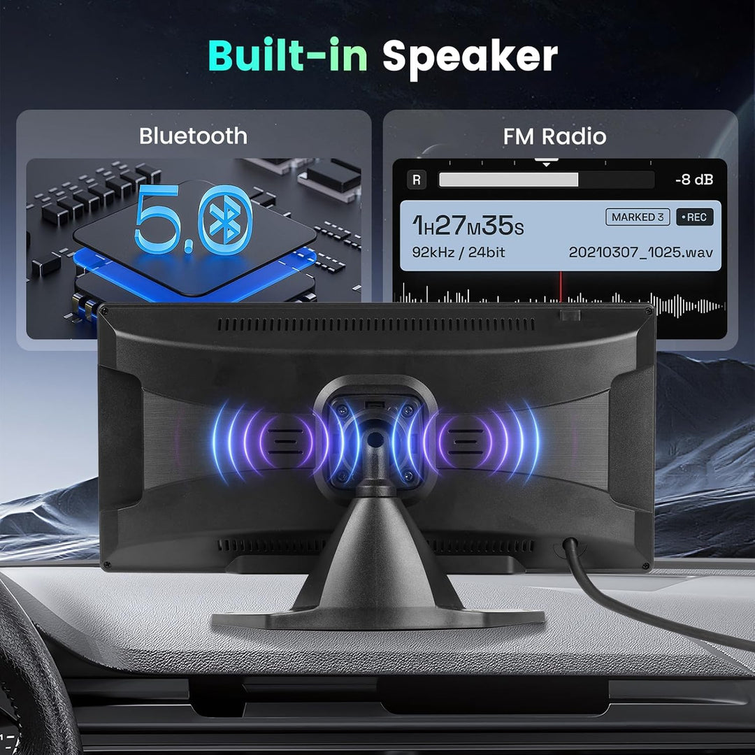 Hodozzy Rückfahrkamera Monitor 2 Kameras Wireless Carplay Android Auto,10,36 Zoll HD IPS Touch Scree