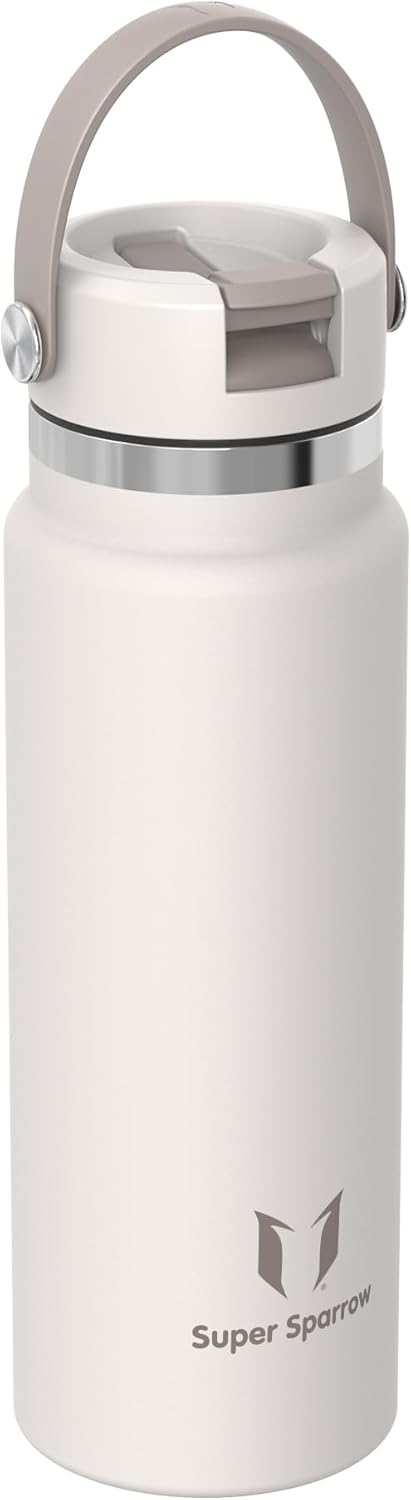 Sparrow Trinkflasche Edelstahl 1000ml - Weiter Öffnung SwivelSip Thermosflasche mit Strohhalm - BPA-