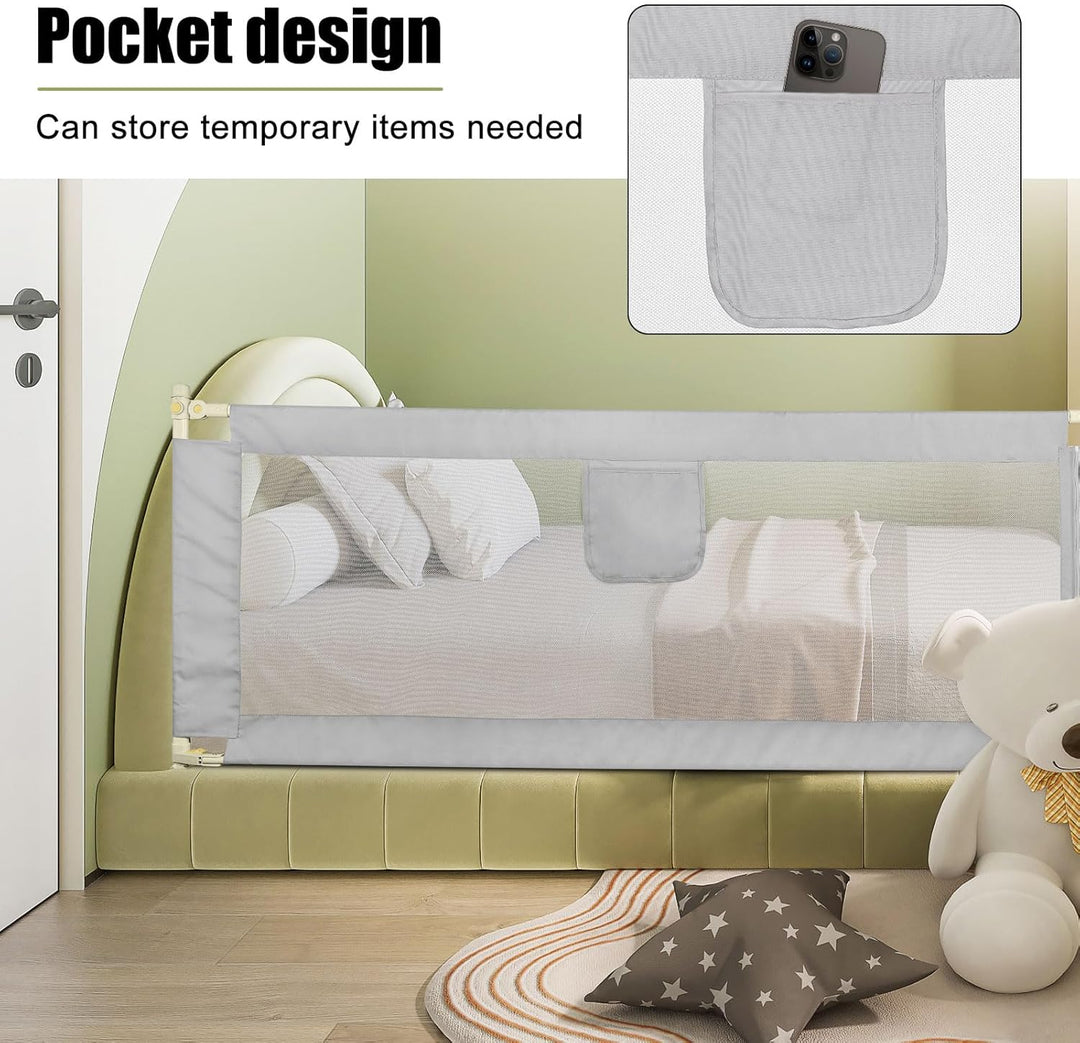 Bettgitter, Bettumrandung, 200 cm, höhenverstellbar, Schutz für Kinder, vertikal, Schutz für Babys,