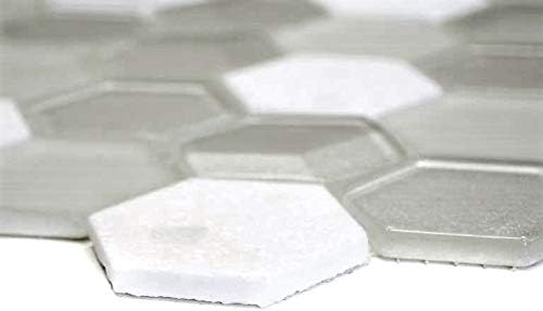 Mosaik Fliese Transluzent weiss Hexagon Glasmosaik Crystal Stein für WAND BAD DUSCHE KÜCHE FLIESENSP