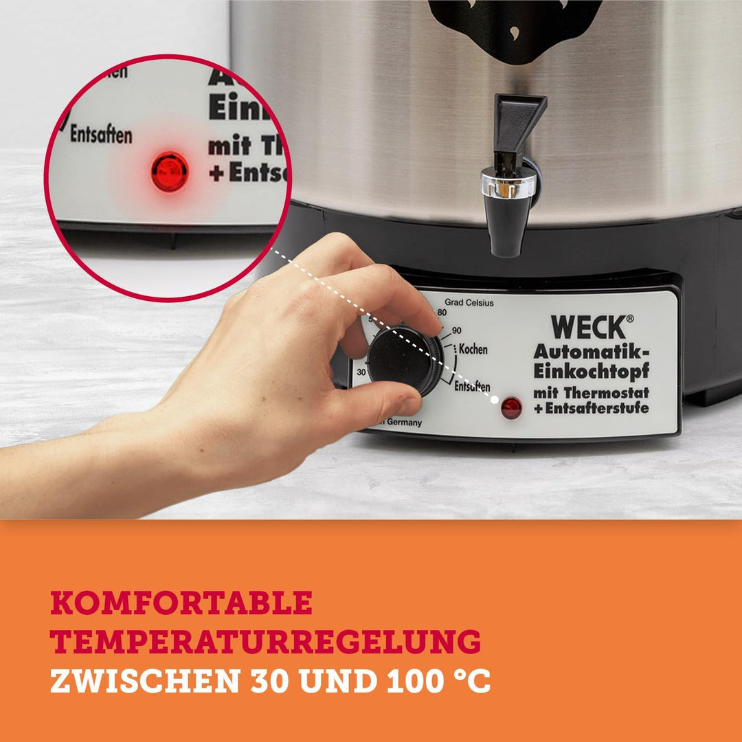 WECK Glühweintopf / Einkochautomat WAT 24A (Einkochtopf aus Edelstahl, 35cm, 30 L, 230V, 1800 W) 683