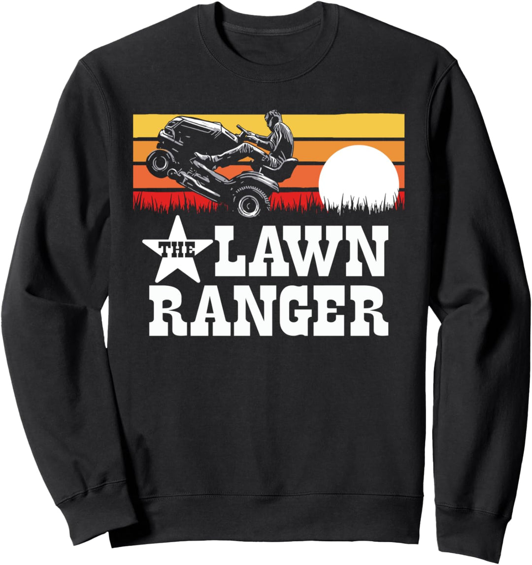 The Lawn Ranger Riding Lawn Mower Wheelie Funny Vintage Sweatshirt