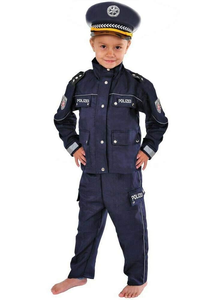 WiMi Polizei Kinder Kostüm 122-128 blau für Fasching Karneval Polizist