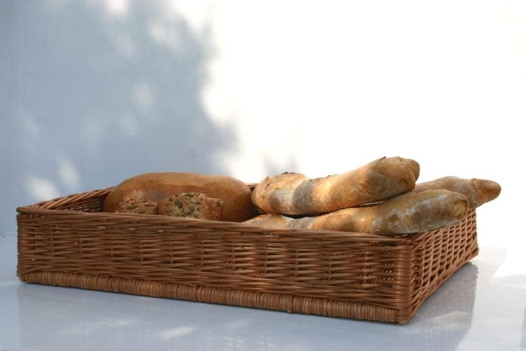 Brotkorb Weidenkorb geflochten 60x40x10 cm – Brötchenkorb Präsentationskorb für Bäckerei, Bäckereiko
