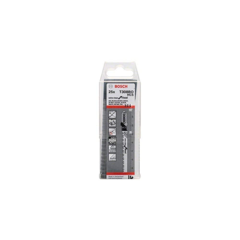 Bosch Professional 2608663869 Stichsägeblatt 25 Stichsägeblätter T 308 BO, Schwarz