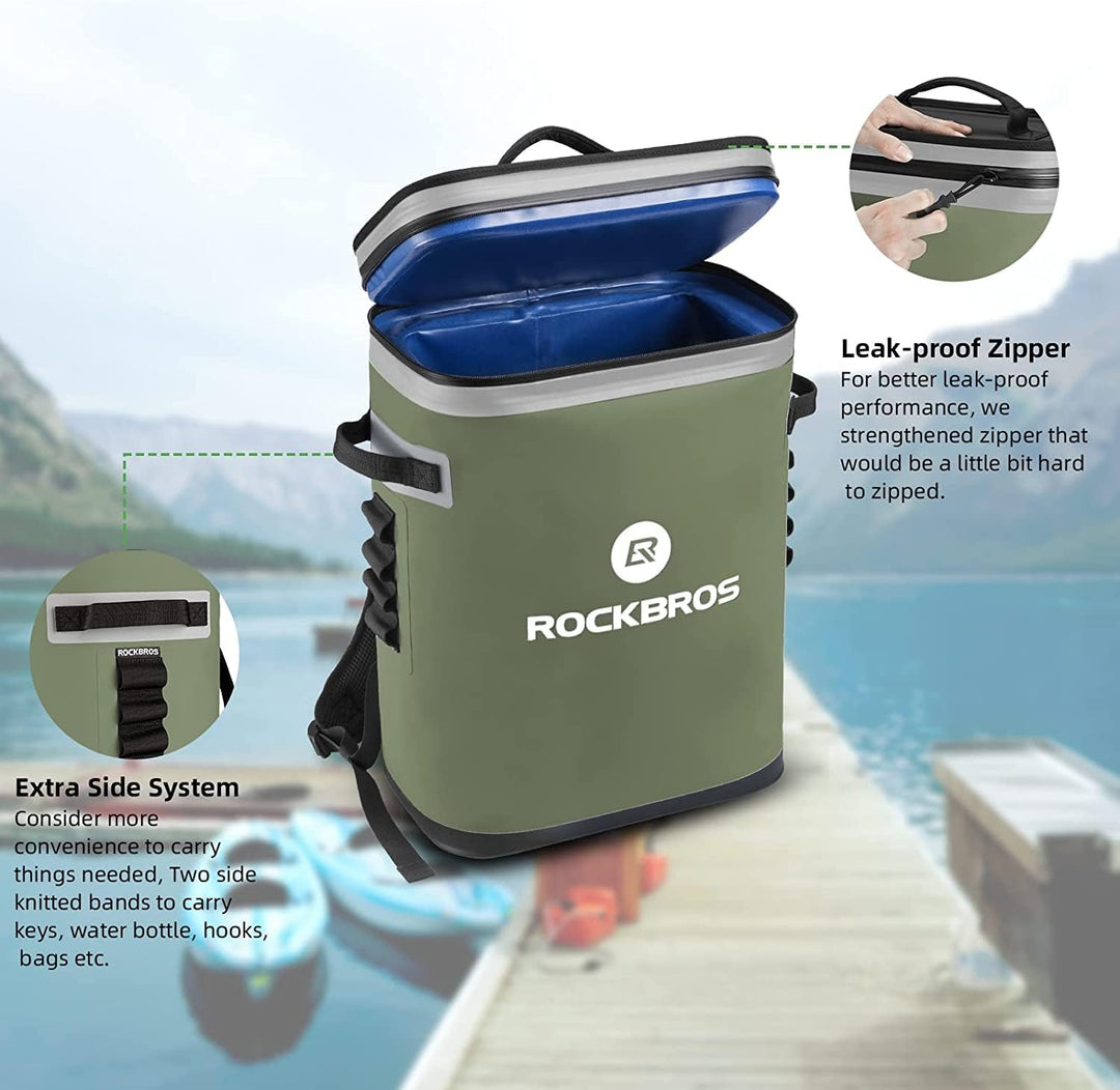 ROCKBROS Kühltasche Wasserdicht Kühler 17L Picknicktasche Isolierte Kühlbox Lunchtasche für Outdoor,