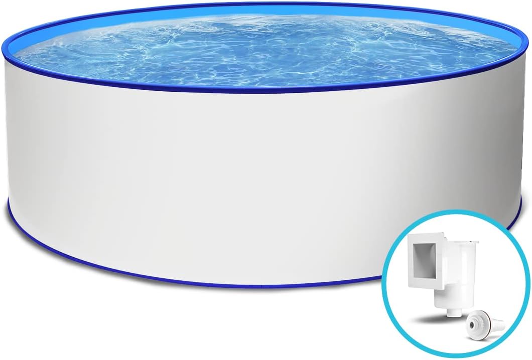 Paradies Pool® Aufstellpool Becken Set - Gartenpool mit Stahlwand in rund mit Blauer Folie inkl. hoc