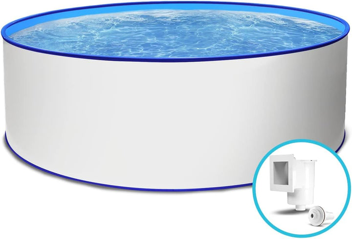 Paradies Pool® Aufstellpool Becken Set - Gartenpool mit Stahlwand in rund mit Blauer Folie inkl. hoc